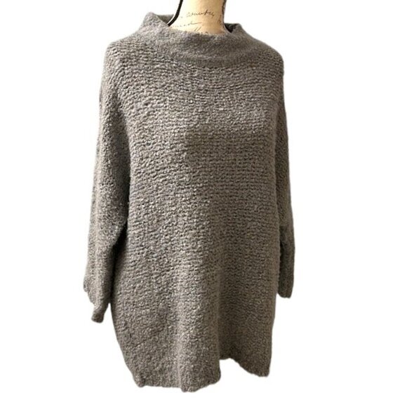 Woven Heart Women's Gray Mock Neck Oversized Pullover Dolman Sweater - Picture 4 of 9